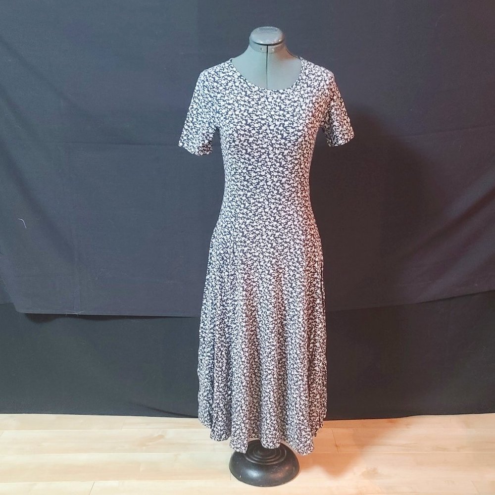 Prairie Dress With Blue & White Floral Print (Size Small)